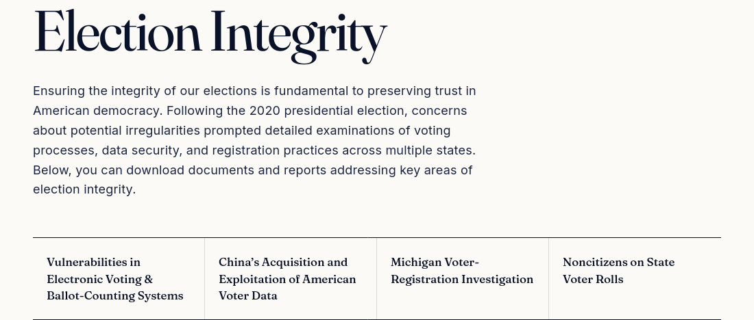 White House Election Integrity Page