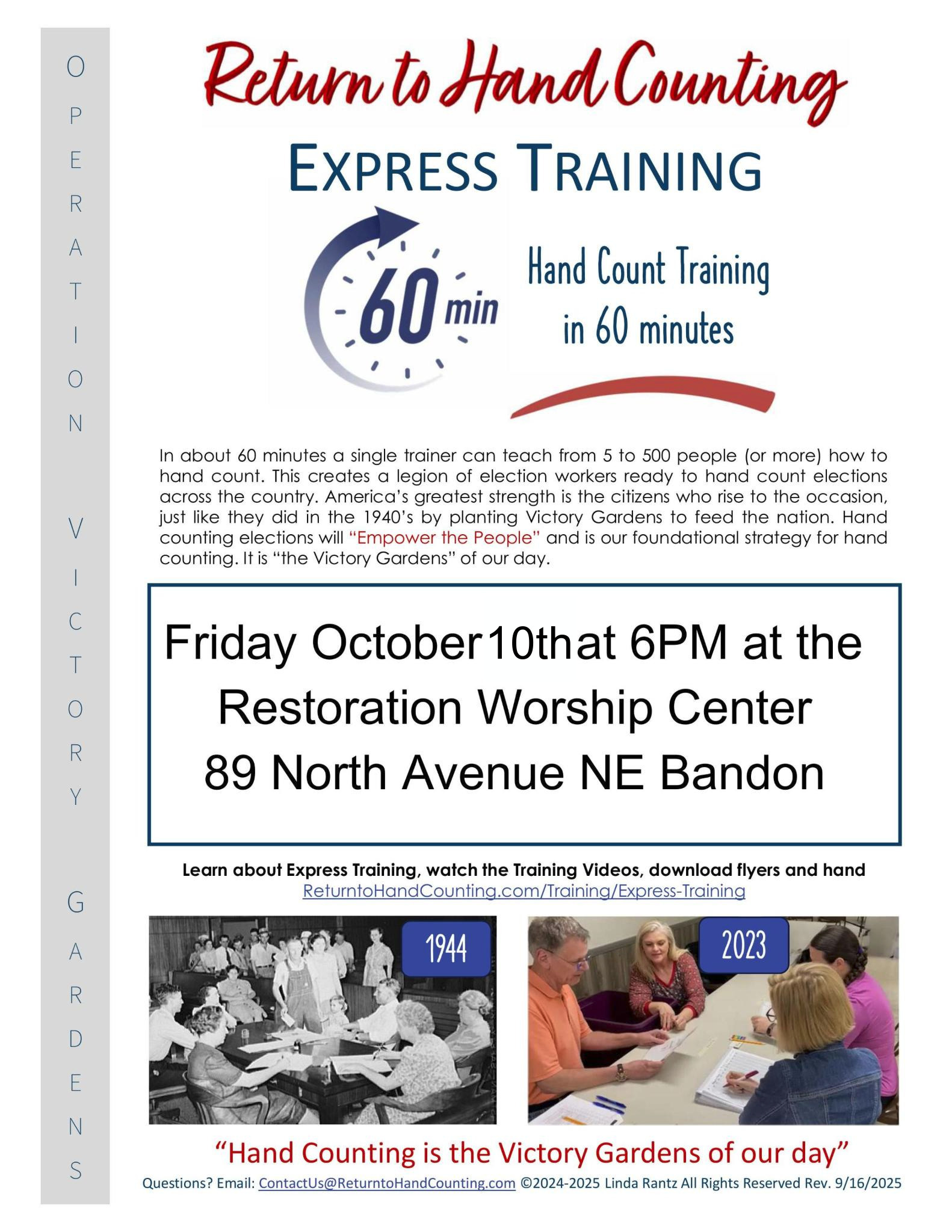 Return to Hand Count Event Flyer